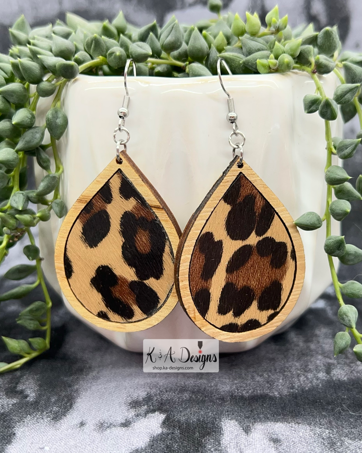 Leather Geometric Hanging Earrings