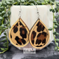 Leopard Leather & Wood Earrings