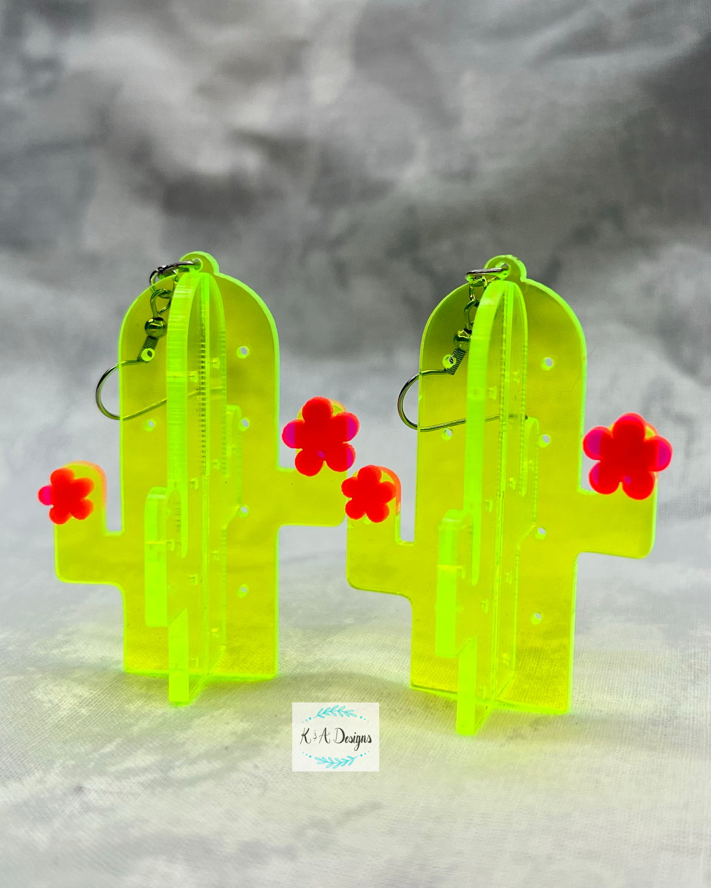 Neon Saguaro Acrylic Earrings