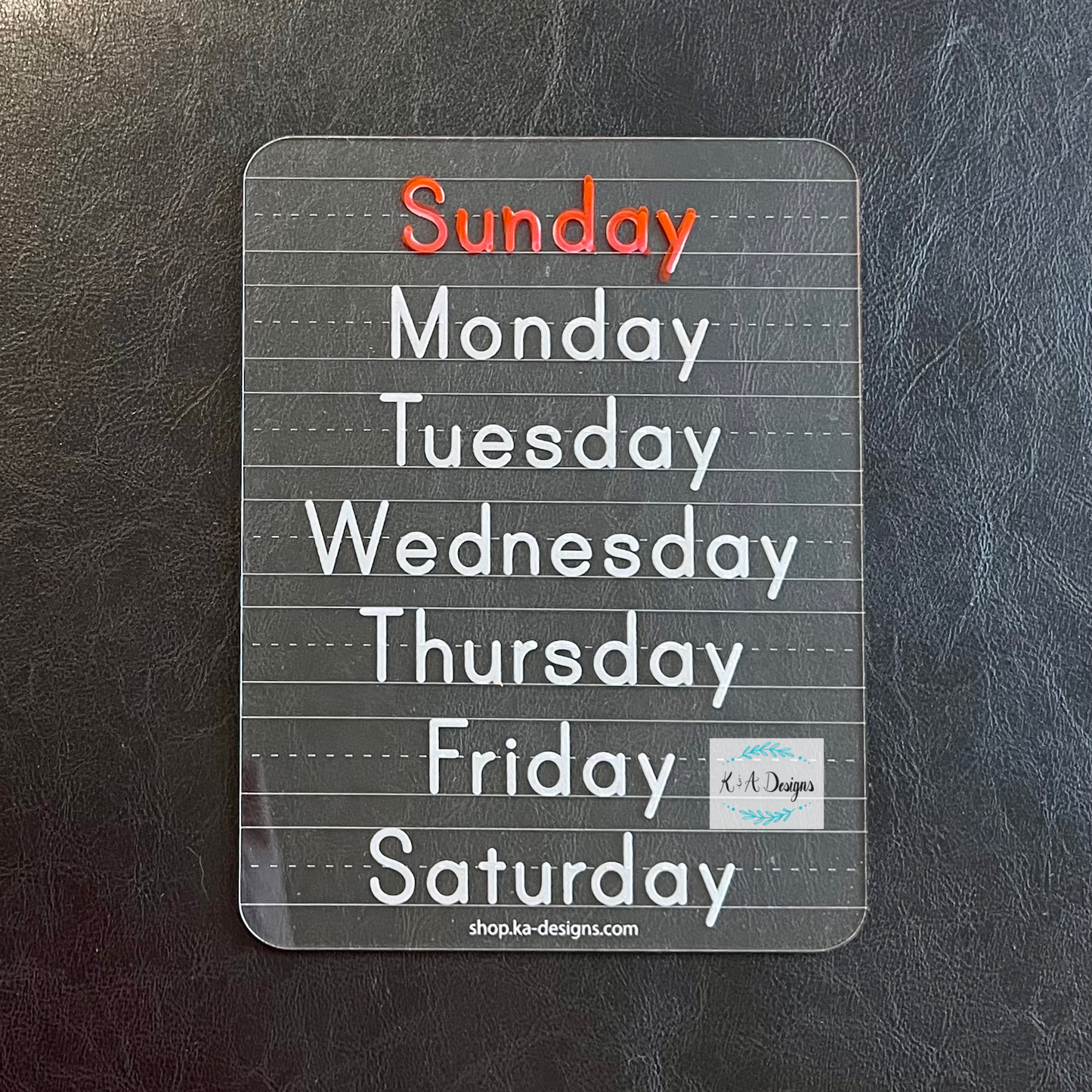 Days of the Week Dry Erase Board