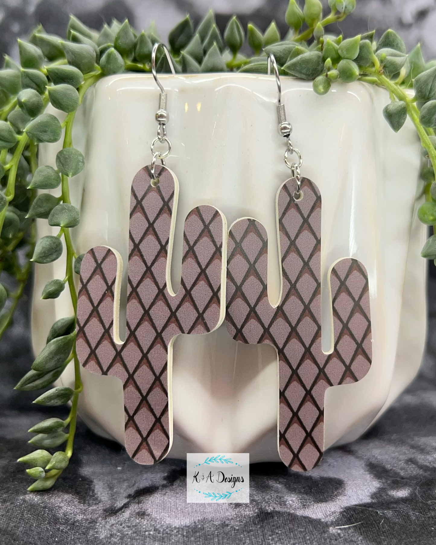 Leather Saguaro Earring