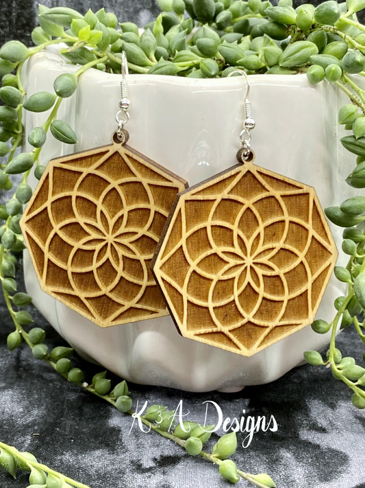 Mandala Engraved Hanging Earrings