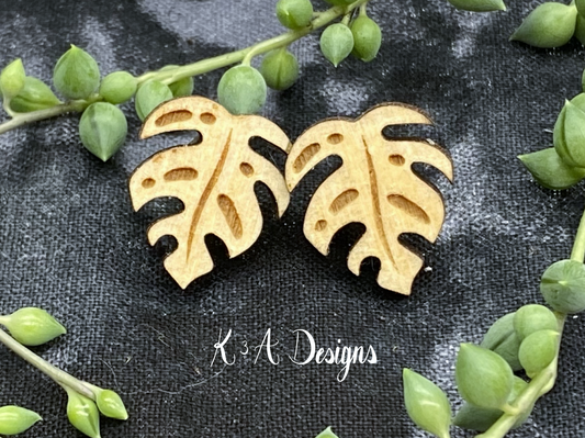 Monstera Stud Earrings