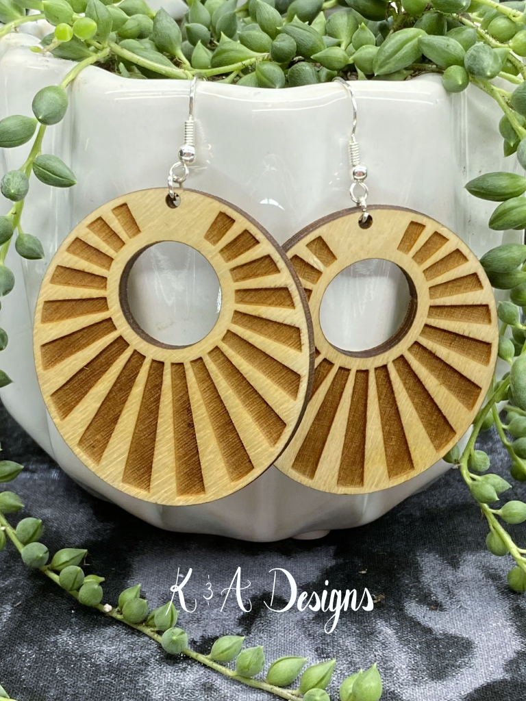 Sunburst Engraved Hanging Earrings